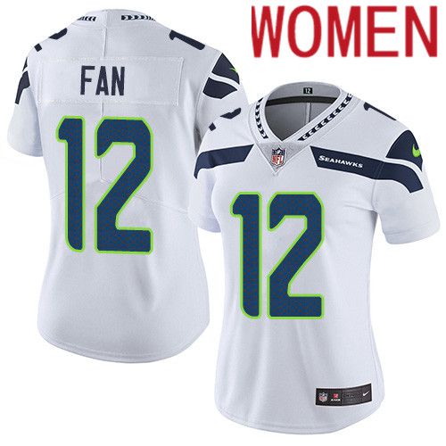 Women Seattle Seahawks 12th Fan Nike White Vapor Limited NFL Jersey
